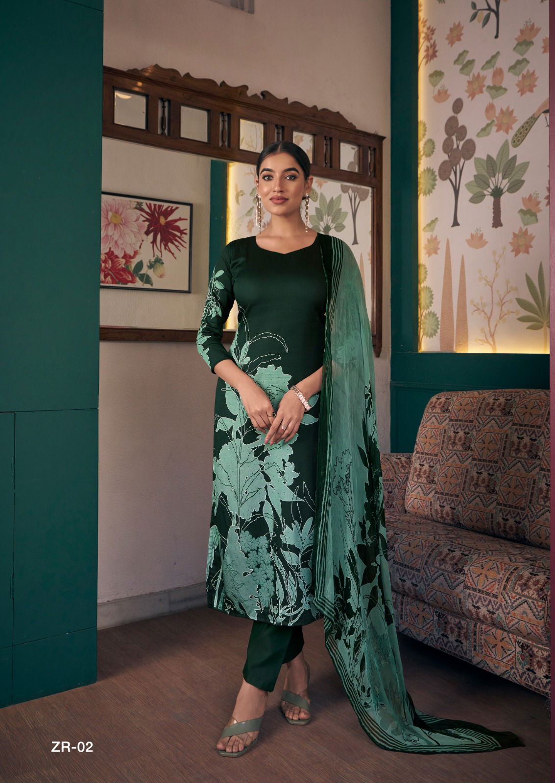 Zara Heavy Jam Satin Digital Printed Dress Material Wholesale Clothing Suppliers In India